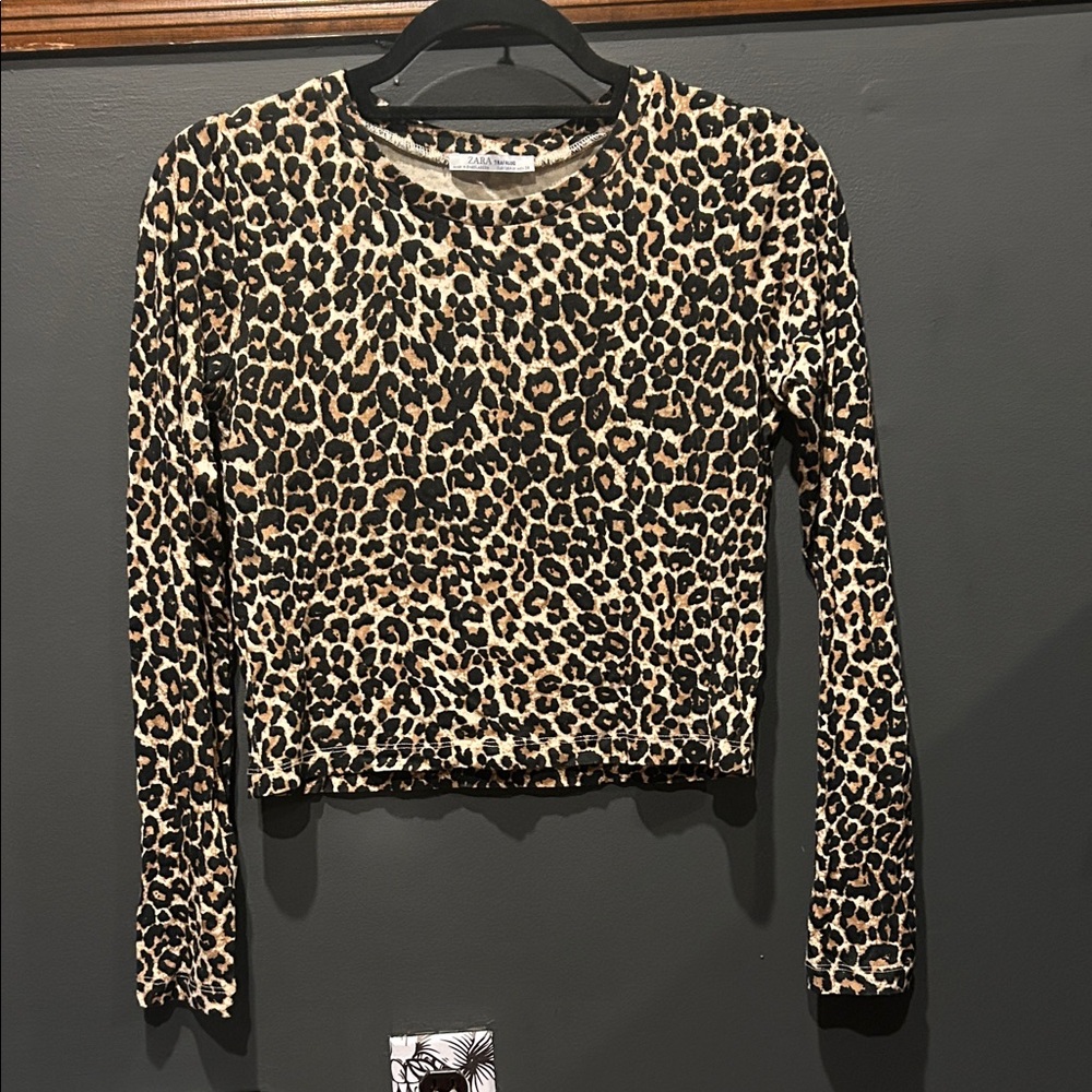 Zara Animal Print Long Sleeve Top